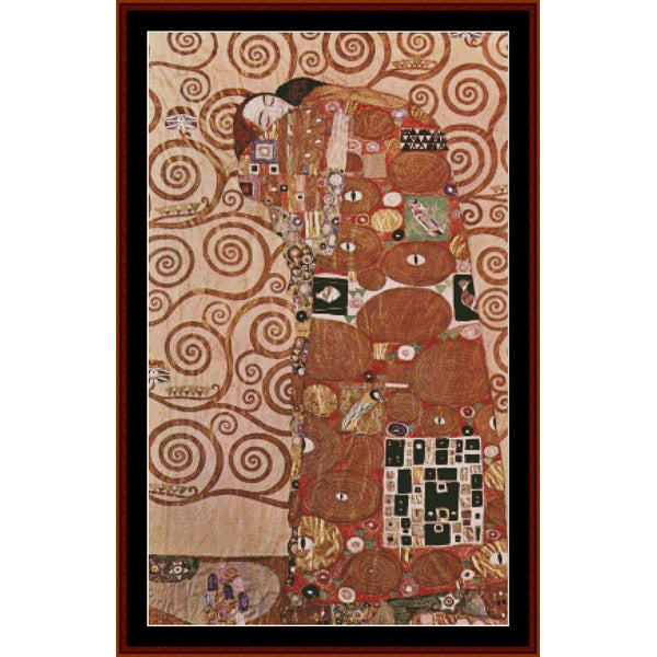 Counted Cross Stitch Pattern by Cross Stitch Collectibles of a woman embracing a child with swirling patterns in the background