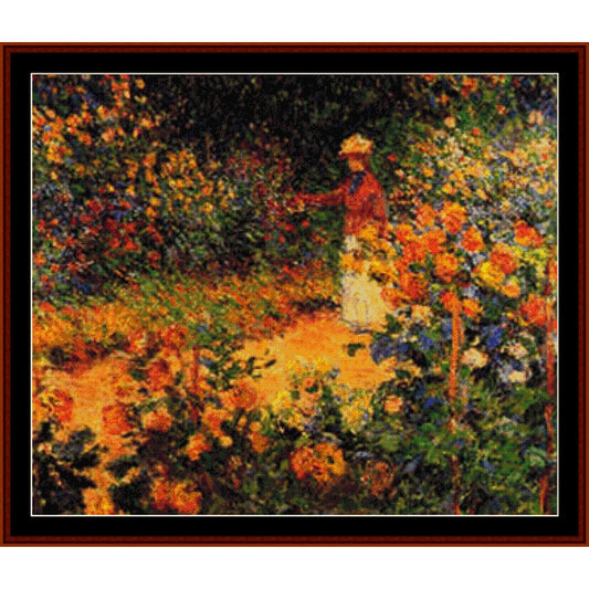 Counted Cross Stitch Pattern by Cross Stitch Collectibles of a woman in a garden with vibrant colors
