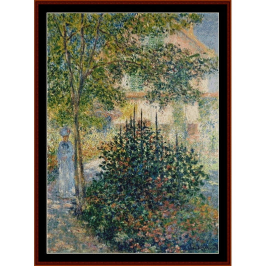 Counted Cross Stitch Pattern by Cross Stitch Collectibles of a woman walking under a tree with a house in the background