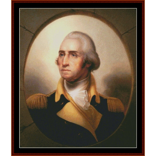 Portrait of a historical figure in a dark coat with gold epaulets - Counted Cross Stitch Pattern by Cross Stitch Collectibles