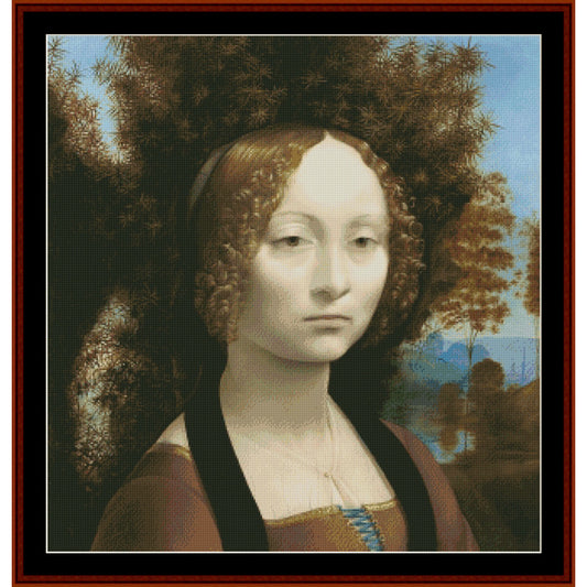 Counted Cross Stitch Pattern – Ginevra Benci by Leonardo da Vinci - Cross Stitch Collectibles