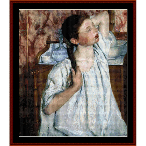 Counted Cross Stitch Pattern by Cross Stitch Collectibles of a painting of a woman washing her hair.