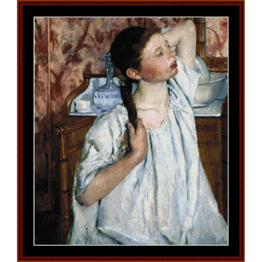 Counted Cross Stitch Pattern by Cross Stitch Collectibles of a painting of a woman washing her hair.