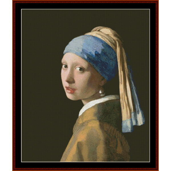 Counted Cross Stitch Pattern by Cross Stitch Collectibles of a girl with a pearl earring by Johannes Vermeer