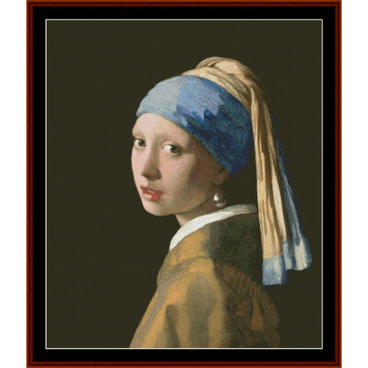 Counted Cross Stitch Pattern by Cross Stitch Collectibles of a girl with a pearl earring by Johannes Vermeer