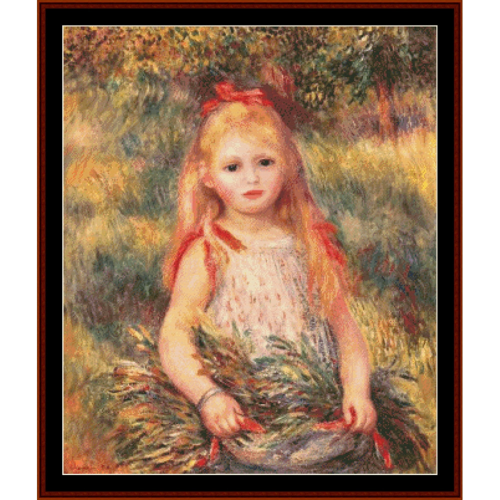 Counted Cross Stitch Pattern by Cross Stitch Collectibles of a young girl with red hair sitting outdoors