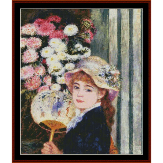 Counted Cross Stitch Pattern by Cross Stitch Collectibles of a woman with flowers and a fan