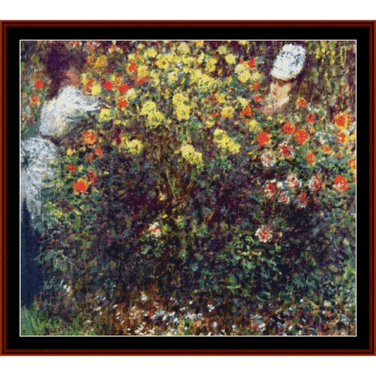 Counted Cross Stitch Pattern by Cross Stitch Collectibles of two figures among flowers
