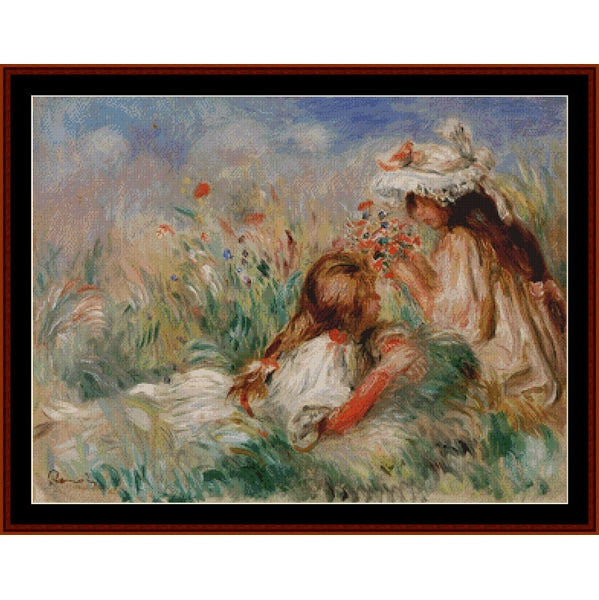 Counted Cross Stitch Pattern by Cross Stitch Collectibles of two women in a field with flowers