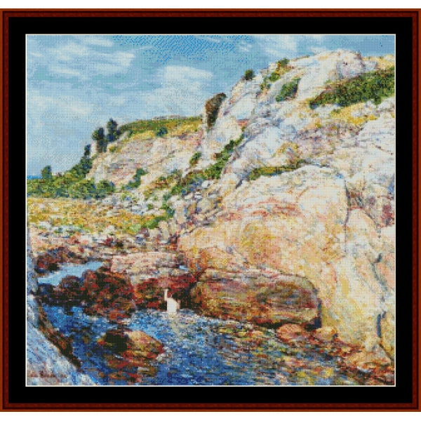 Counted Cross Stitch Pattern by Cross Stitch Collectibles of a coastal landscape with rocks and water