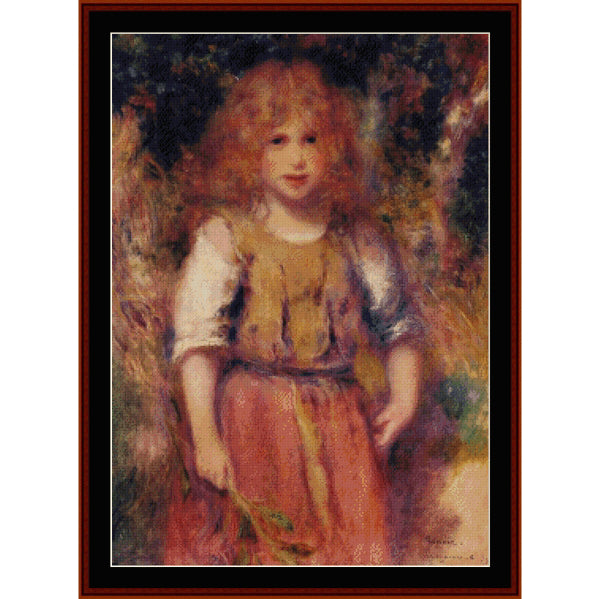 Counted Cross Stitch Pattern by Cross Stitch Collectibles of a young girl with red hair and a yellow dress.