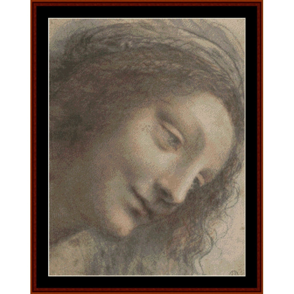 Counted Cross Stitch Pattern by Cross Stitch Collectibles of a woman's face with a brown frame