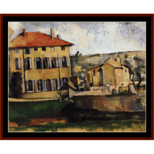 Counted Cross Stitch Pattern by Cross Stitch Collectibles of a village scene with houses and a river