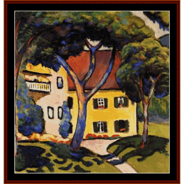 Counted Cross Stitch Pattern by Cross Stitch Collectibles of a house with trees and colorful landscape