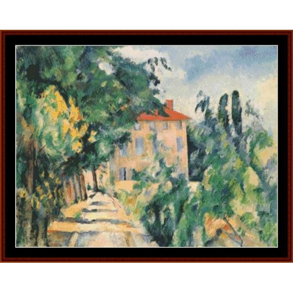 Counted Cross Stitch Pattern by Cross Stitch Collectibles of a house surrounded by trees and greenery