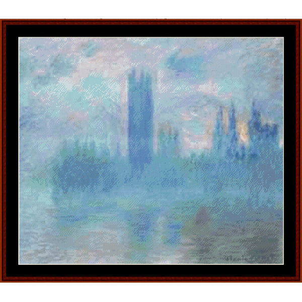 Counted Cross Stitch Pattern by Cross Stitch Collectibles of a abstract painting with blue and green tones