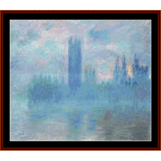 Counted Cross Stitch Pattern by Cross Stitch Collectibles of a abstract painting with blue and green tones