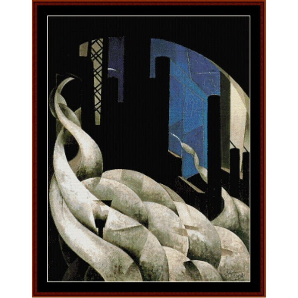 Counted Cross Stitch Pattern by Cross Stitch Collectibles with twisted stone-like forms and a dark background