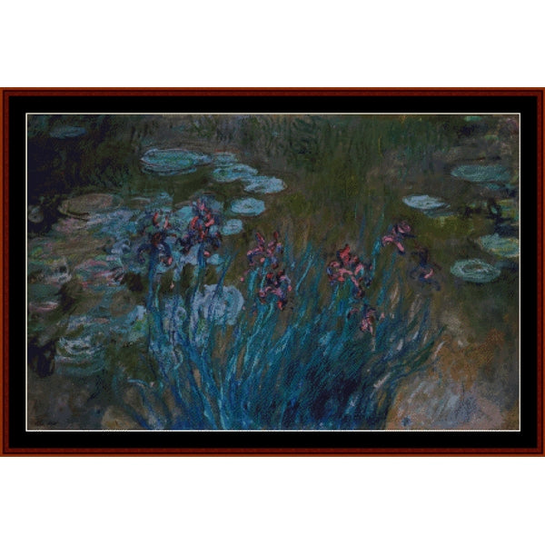 Counted Cross Stitch Pattern by Cross Stitch Collectibles of a lily pond with flowers and lily pads.
