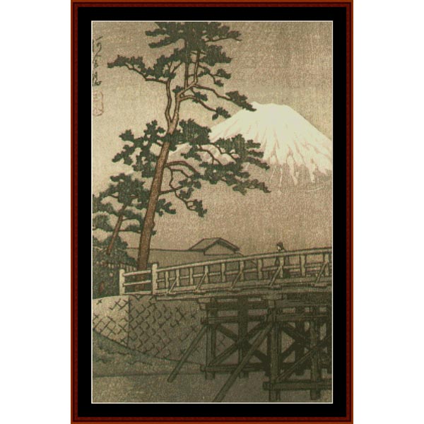 Counted Cross Stitch Pattern – Kawaii Bridge, Asian Art - Cross Stitch Collectibles