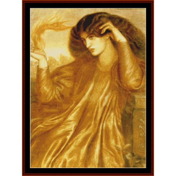 Counted Cross Stitch Pattern by Cross Stitch Collectibles of a woman with flowing hair and a draped garment.