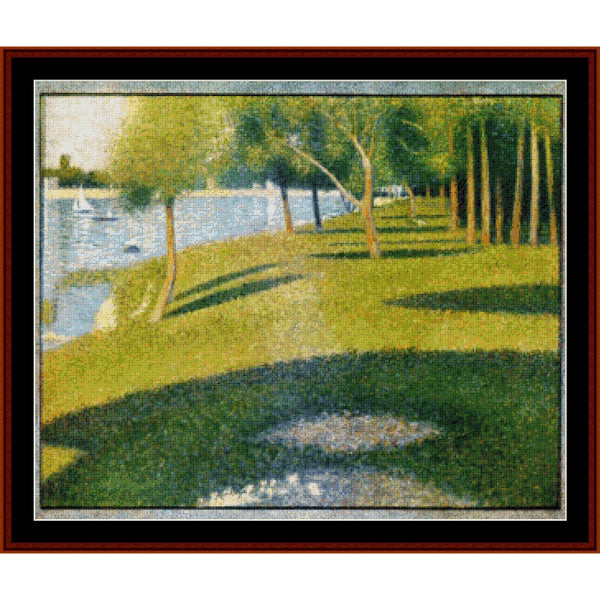 Counted Cross Stitch Pattern by Cross Stitch Collectibles of a park scene with trees and water
