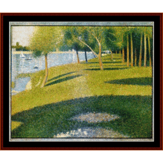 Counted Cross Stitch Pattern by Cross Stitch Collectibles of a park scene with trees and water