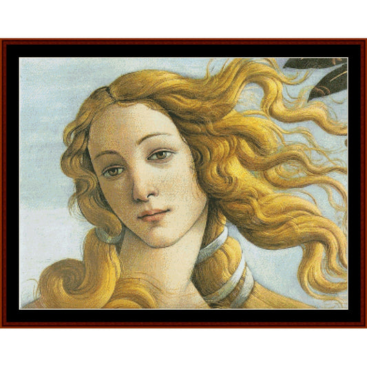 Counted Cross Stitch Pattern by Cross Stitch Collectibles - Close-up of a classical painting with a woman's face and flowing hair.
