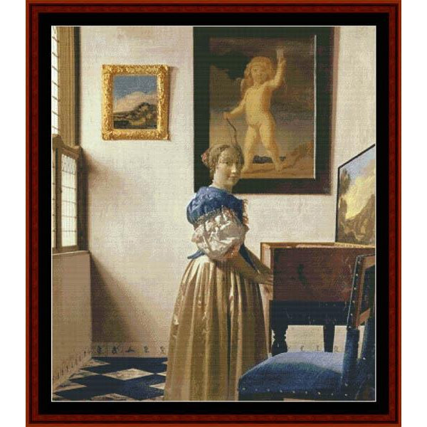 Counted Cross Stitch Pattern: Lady Standing at a Virginal by Johannes Vermeer by Cross Stitch Collectibles