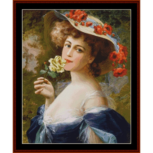 Counted Cross Stitch Pattern: Lady with White Rose by Emile Vernon by Cross Stitch Collectibles