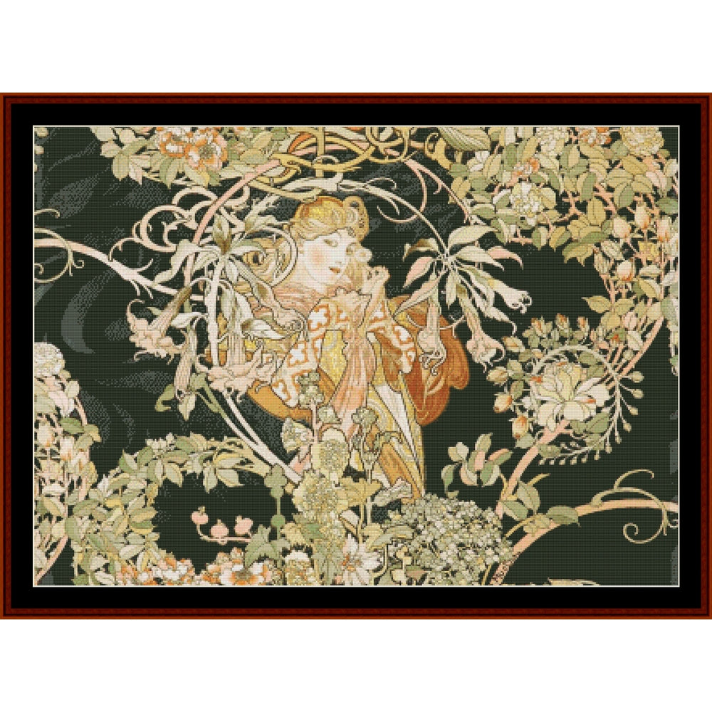 Counted Cross Stitch Pattern: Laisy Daisy by Alphonse Mucha by Cross Stitch Collectibles
