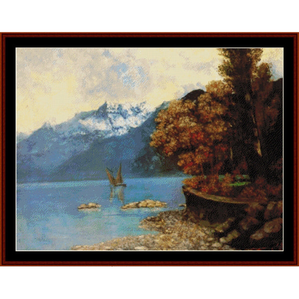 Counted Cross Stitch Pattern: Lake Lehman, 1874 by Gustave Courbet by Cross Stitch Collectibles