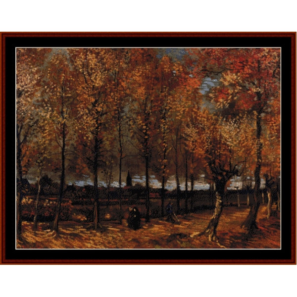 Counted Cross Stitch Pattern: Lane with Poplars by Vincent Van Gogh- Cross Stitch Collectibles