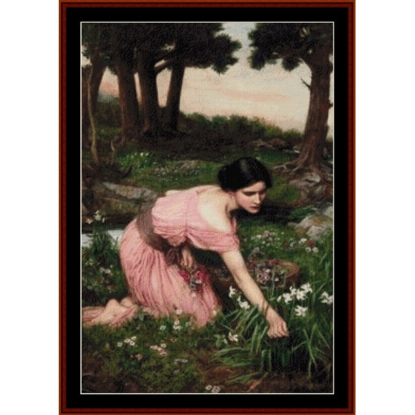 Counted Cross Stitch Pattern: Lap of Flowers by J.W. Waterhouse - Cross Stitch Collectibles