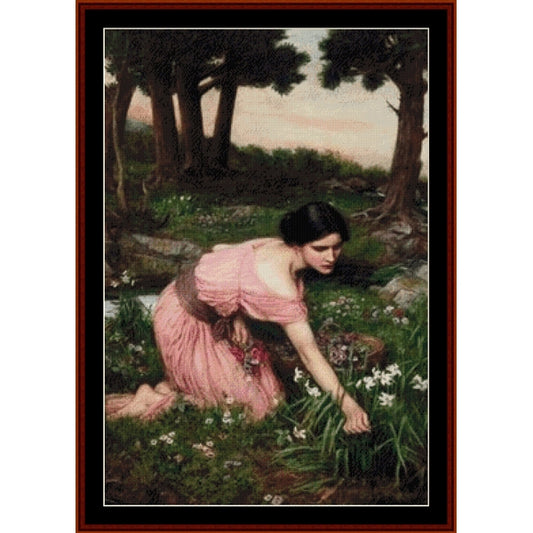 Counted Cross Stitch Pattern: Lap of Flowers by J.W. Waterhouse - Cross Stitch Collectibles