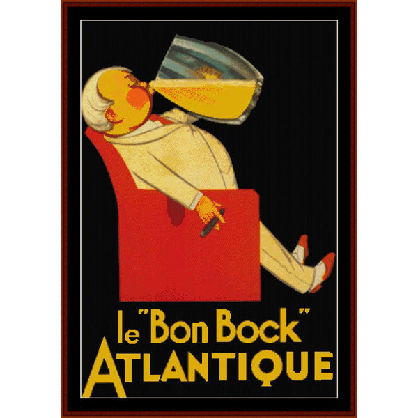 Counted Cross Stitch Pattern: Le “Bon Bock” Atlantique by Vintage Poster - Cross Stitch Collectibles