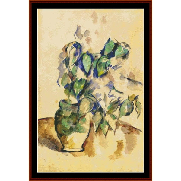 Counted Cross Stitch Pattern: Leaves in a Green Pot - Paul Cezanne - Cross Stitch Collectibles