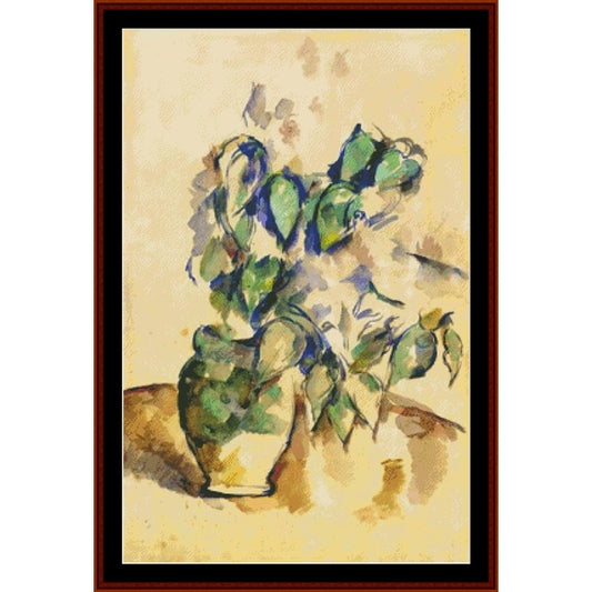 Counted Cross Stitch Pattern: Leaves in a Green Pot - Paul Cezanne - Cross Stitch Collectibles