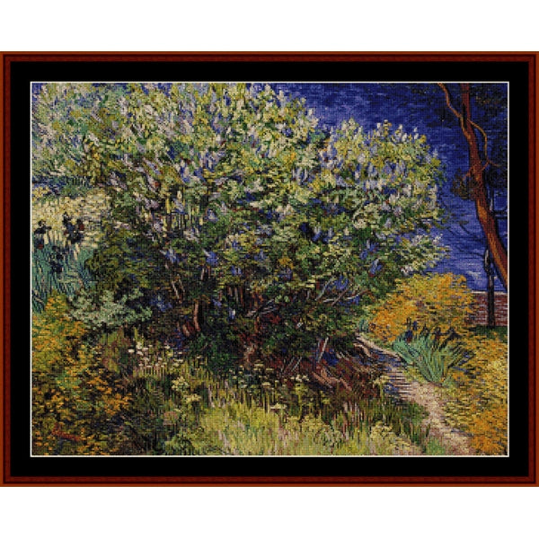 Counted Cross Stitch Pattern: Lilac Bushes by Vincent Van Gogh – Cross Stitch Collectibles