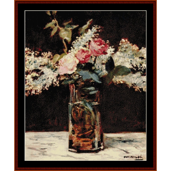 Counted Cross Stitch Pattern: Lilac and Roses, 1883 by Edouard Manet – Cross Stitch Collectibles