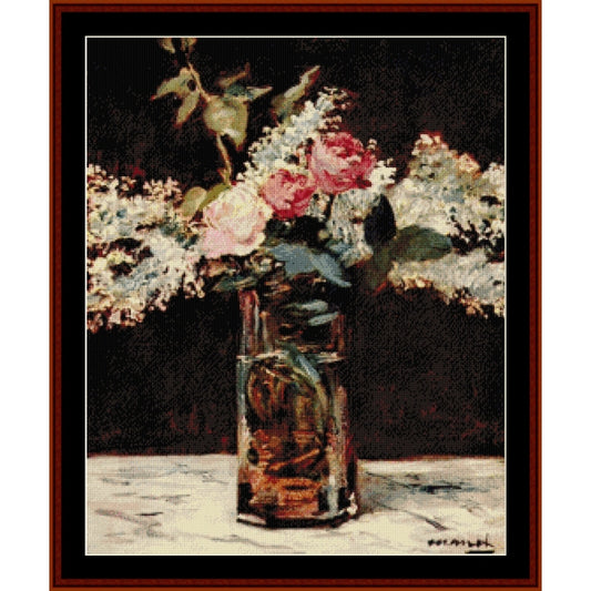 Counted Cross Stitch Pattern: Lilac and Roses, 1883 by Edouard Manet – Cross Stitch Collectibles