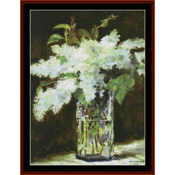 Counted Cross Stitch Pattern: Lilacs in a Vase by Edouard Manet – Cross Stitch Collectibles