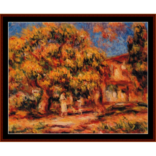 Counted Cross Stitch Pattern: Lime Trees and Farmhouse by Pierre Auguste Renoir – Cross Stitch Collectibles