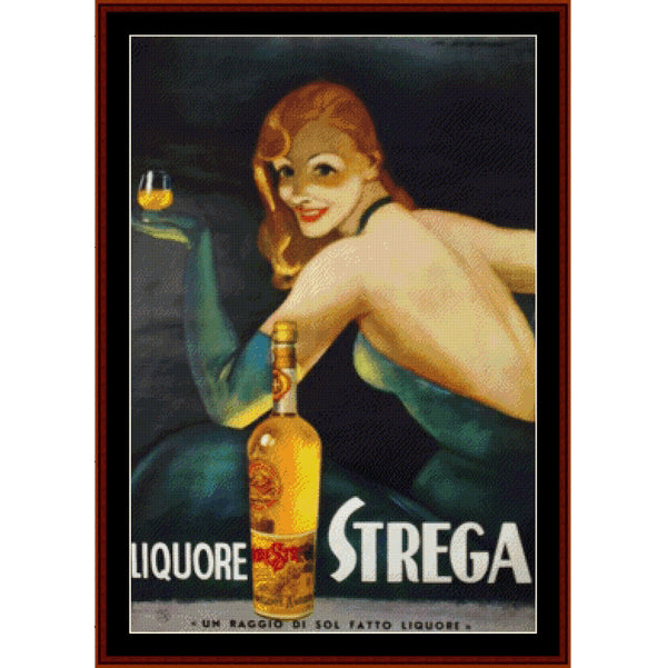 Counted Cross Stitch Pattern: Liquore Strega, Vintage Poster – Cross Stitch Collectibles