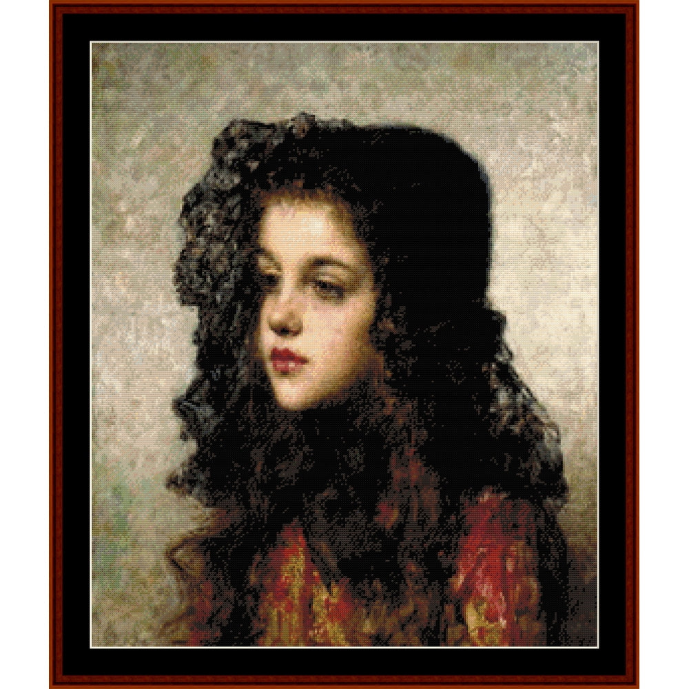 Counted Cross Stitch Pattern: Little Girl with Veil by Alexei Harlamoff – Cross Stitch Collectibles