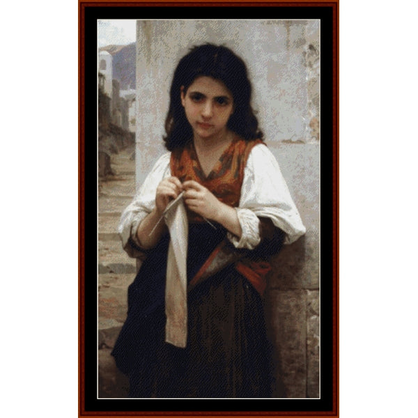Counted Cross Stitch Pattern: Little Knitter, 1879 by William Bouguereau – Cross Stitch Collectibles