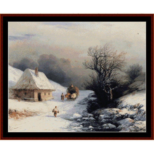 Counted Cross Stitch Pattern: Little Russian Oxcart in Winter by Ivan Aivazovsky – Cross Stitch Collectibles