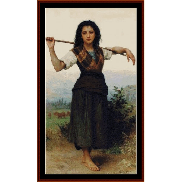 Counted Cross Stitch Pattern: Little Shepherdess by William Bouguereau – Cross Stitch Collectibles
