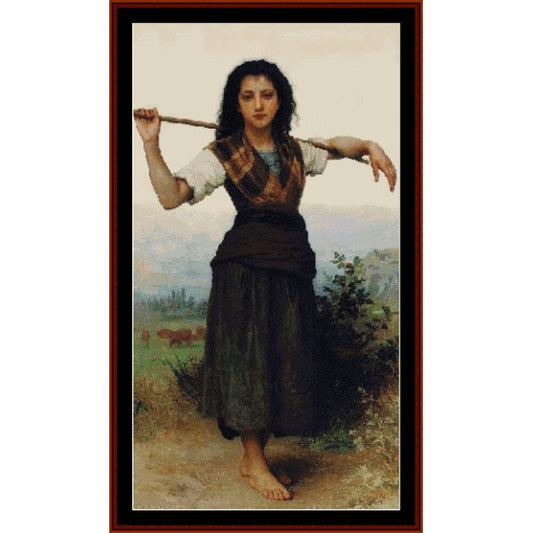 Counted Cross Stitch Pattern: Little Shepherdess by William Bouguereau – Cross Stitch Collectibles