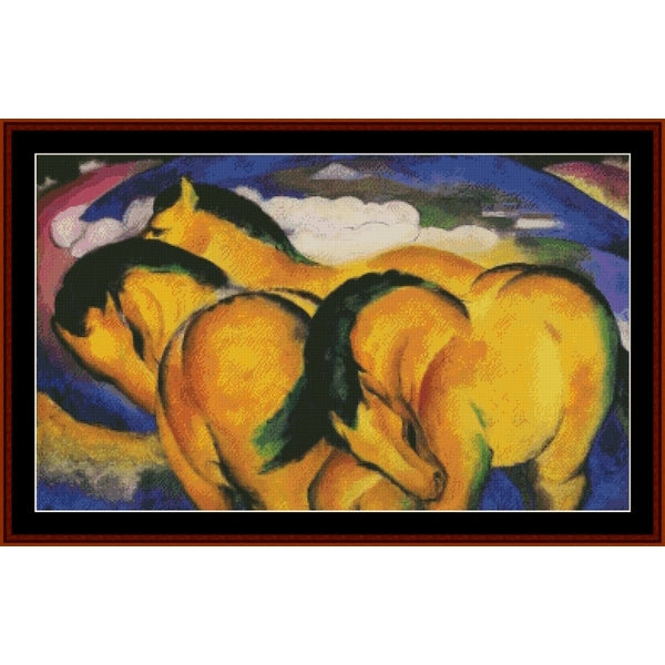 Counted Cross Stitch Pattern: Little Yellow Horses by Franz Marc – Cross Stitch Collectibles
